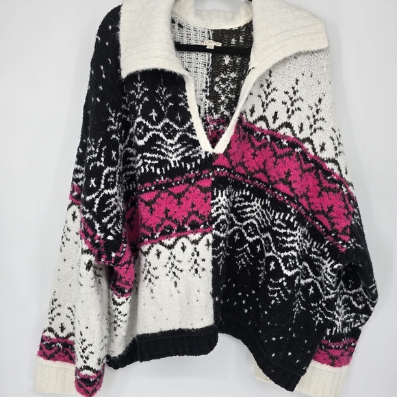 Pilcro V-Neck Fuzzy Printed Popover Sweater soft cozy Size 3X - Picture 2 of 10